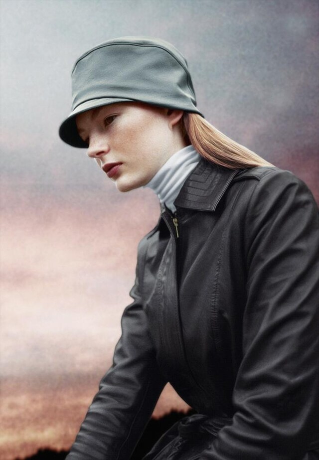 Belted leather jacket by Reiss Leather hat from M/V Hat Gall