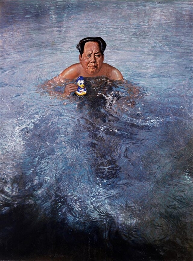 Mao in the water, oil on picture, 1972