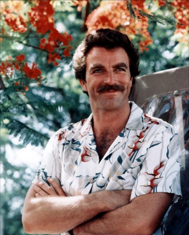 Tom Selleck in one of his Hawaiian print shirts