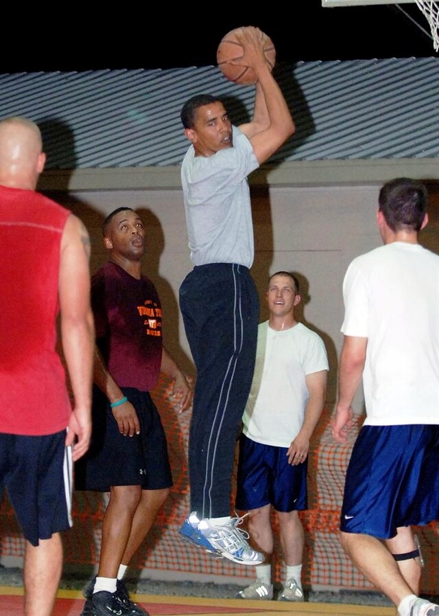 President Obama playing basketball, August 2006