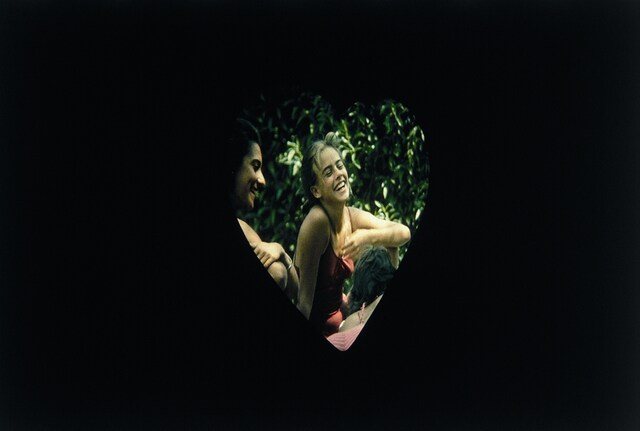 Slide Show, 1996. Installation showing slide with heart fram