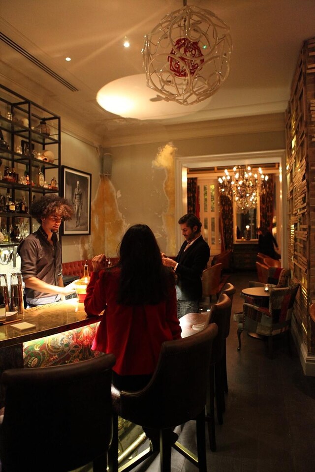 The upstairs bar at Coya
