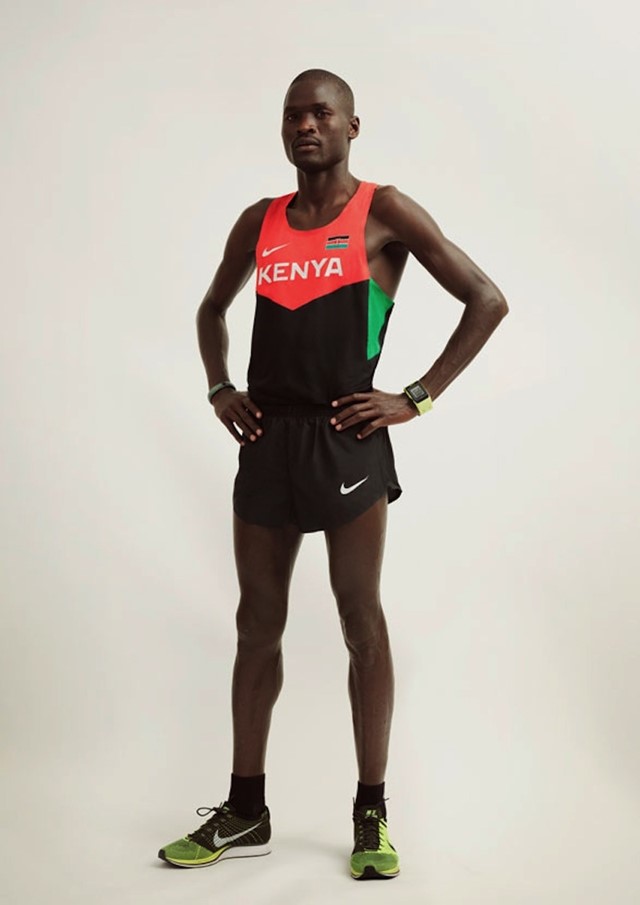 Racing singlet worn by Kenyan marathoner Abel Kirui - the fi