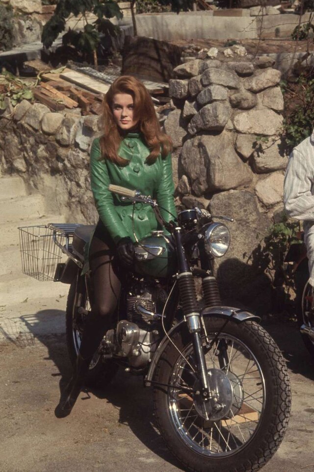 Ann-Margaret riding a Triumph