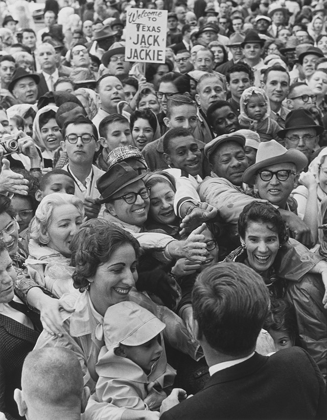 John F. Kennedy reaching out to crowd in Fort Worth, Novembe