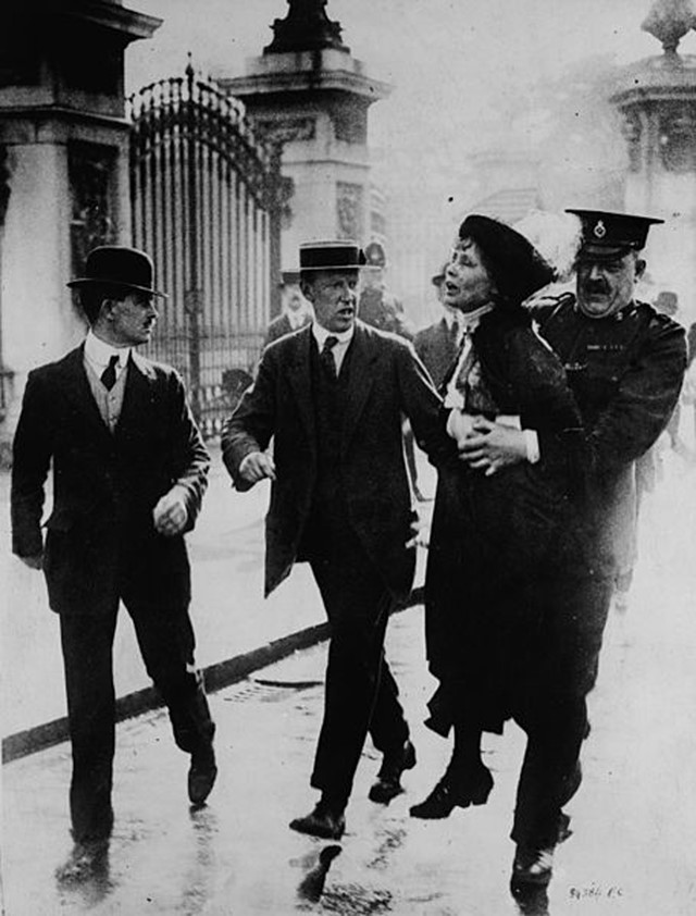 Emmeline Pankhurst being arrested, 1908