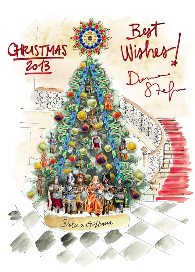 Claridge&#39;s Christmas Tree Sketch by Dolce &amp; Gabbana