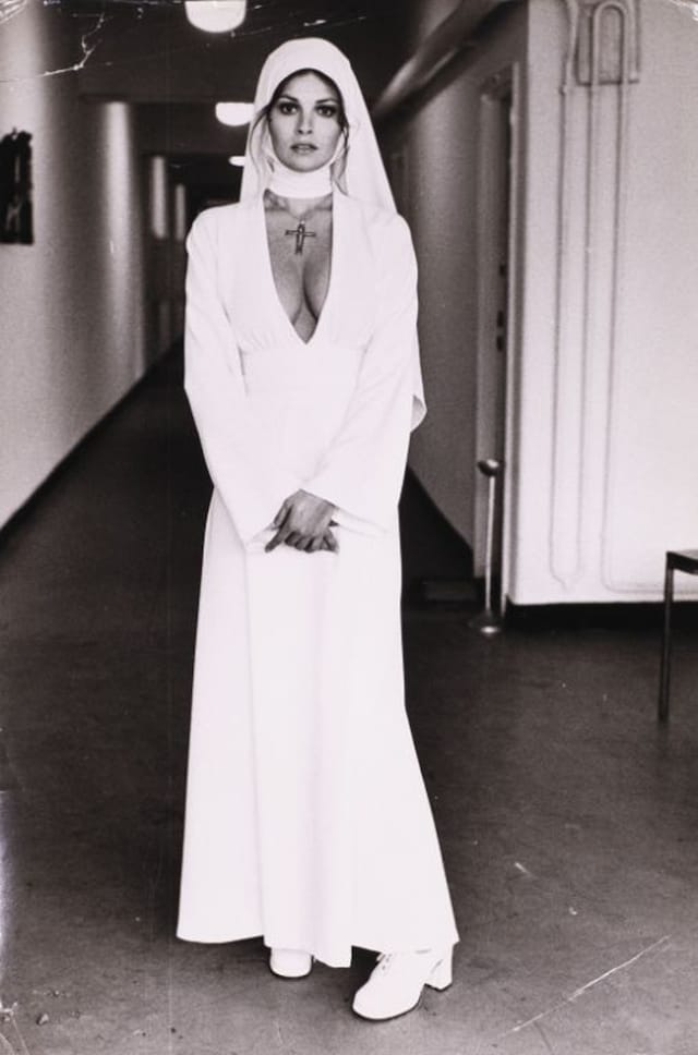 Raquel Welch as a nun, Los Angeles, 1971