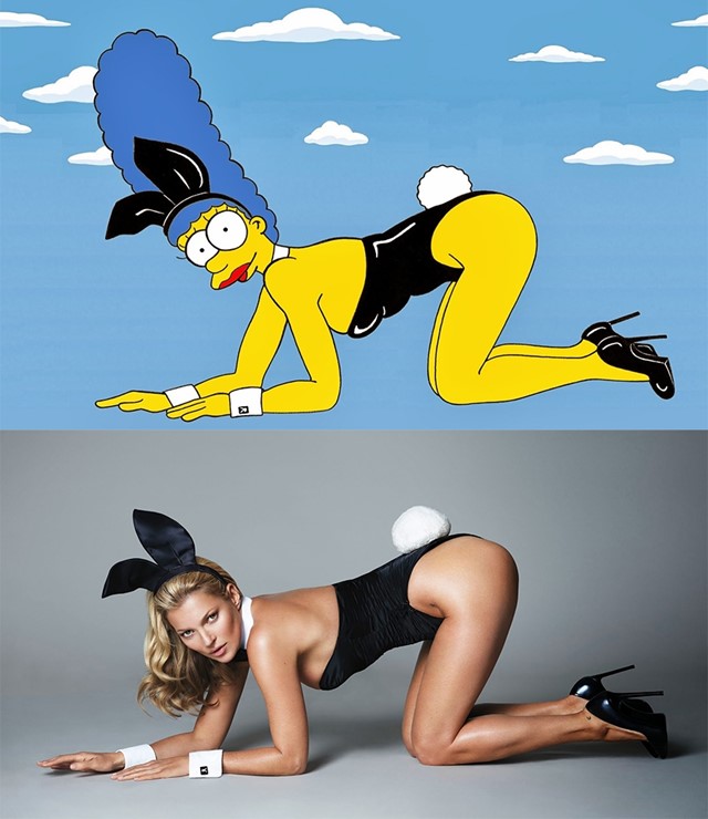 Marge Simpson as Kate Moss for Playboy&#39;s 60th Anniversary, M