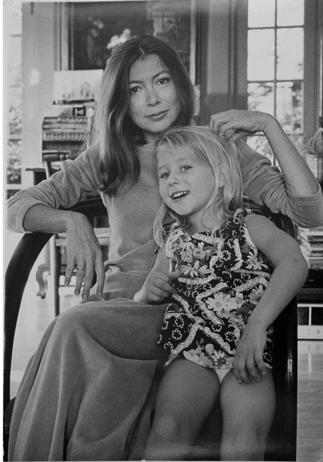 Joan Didion at home with her daughter Quintana Dunne, 1974
