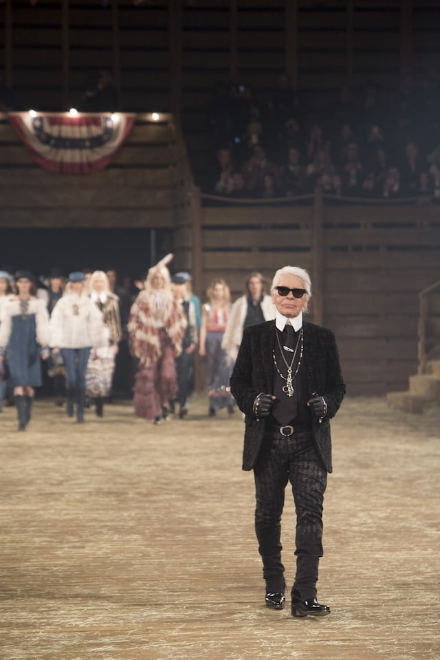 Karl Lagerfeld on the Chanel M&#233;tiers d&#39;Art runway