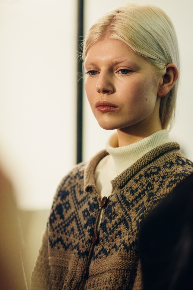 Ola Rudnicka backstage at Victoria Beckham A/W14