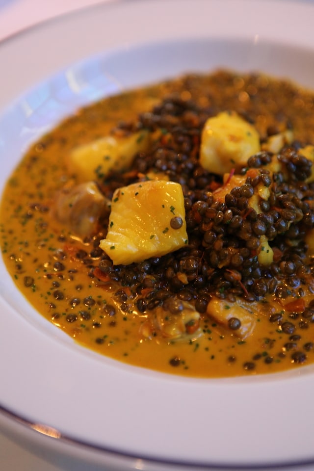 Fricass&#233;e of hake and turbot