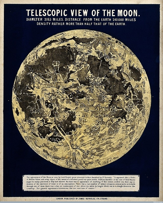 John Philipps Emslie, Telescopic View of the Moon, mid-1800s