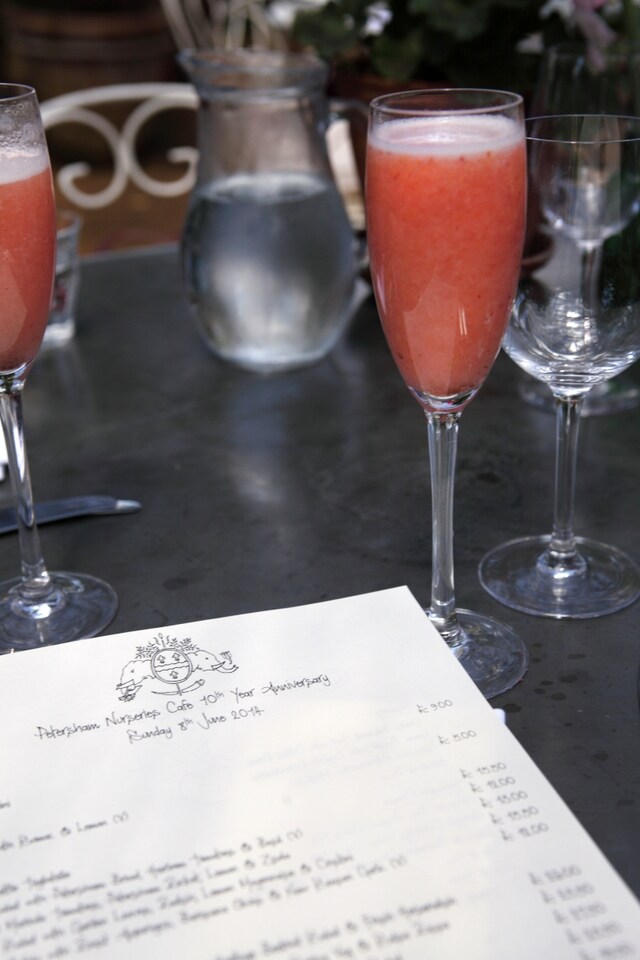 Strawberry bellinis at Petersham Nurseries
