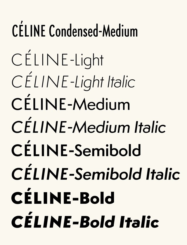 Styles of the C&#233;line font by Hannes Famira, 2008