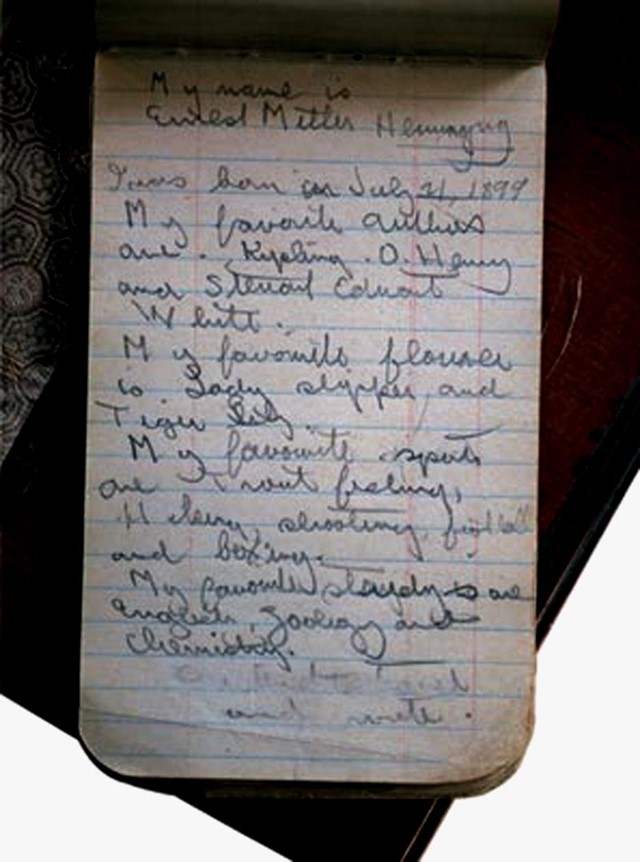 Ernest Hemingway&#39;s school notebook from 1908