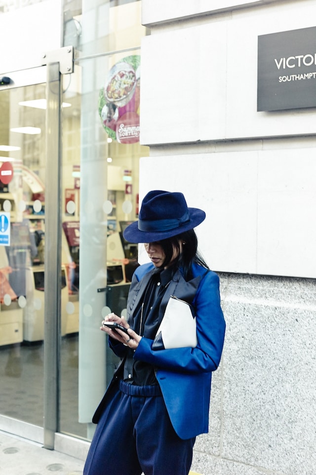 On the Phone at London Fashion Week S/S15