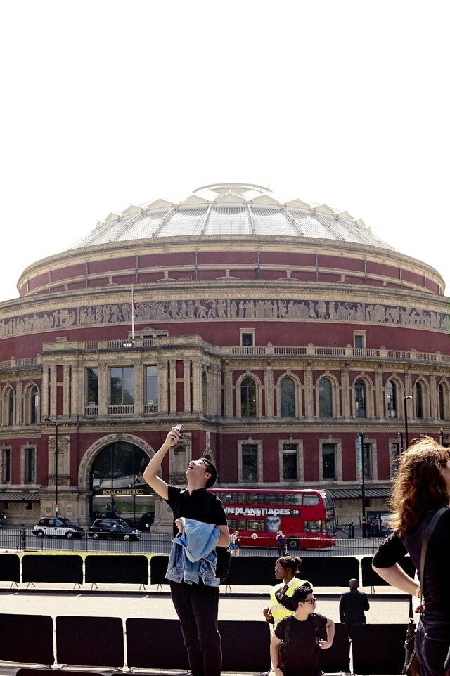 On the Phone at London Fashion Week S/S15