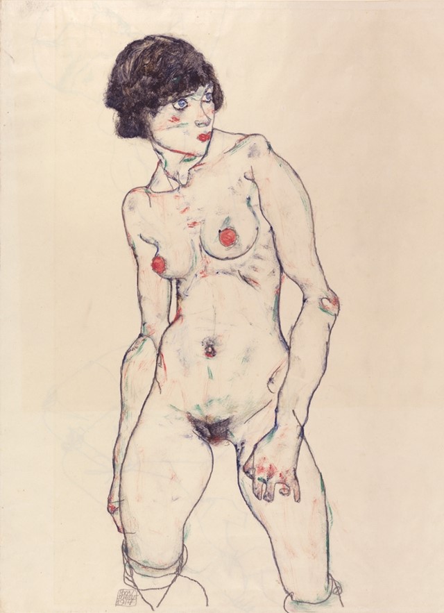 Egon Schiele, Standing Nude with Stockings, 1914