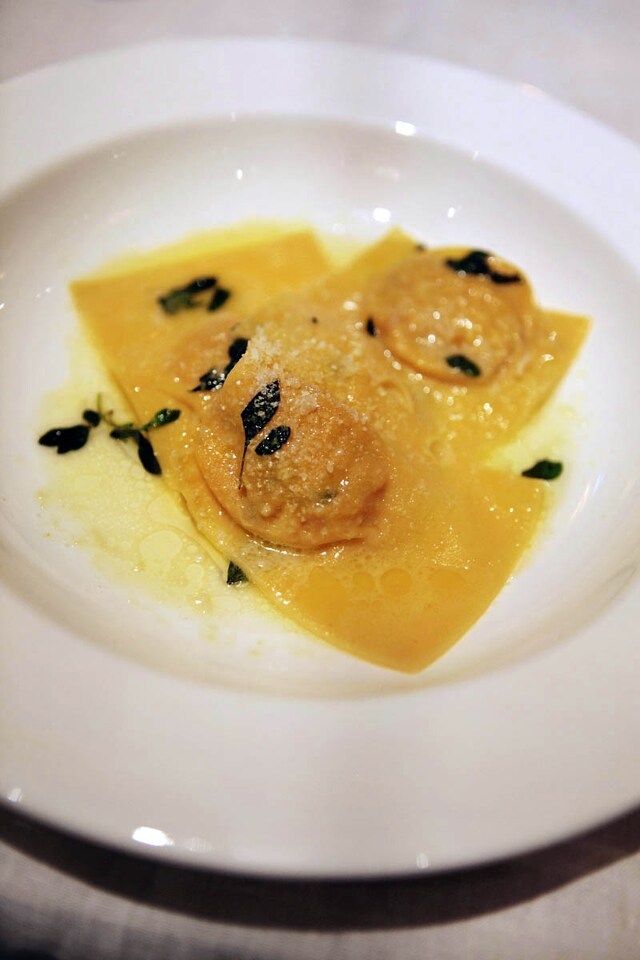 Ravioli of onion squash and ricotta