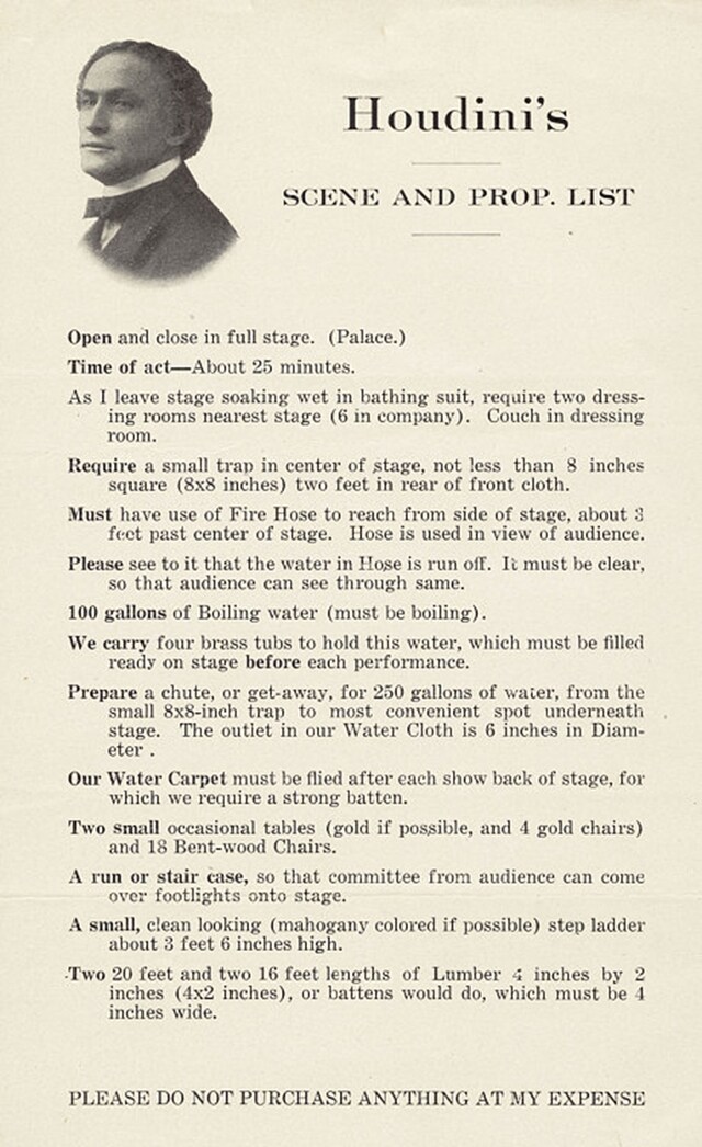 Houdini&#39;s scene and prop list