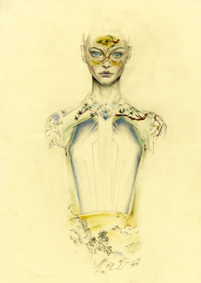 Sasha Pivovarova in Balenciaga for Doing Bird