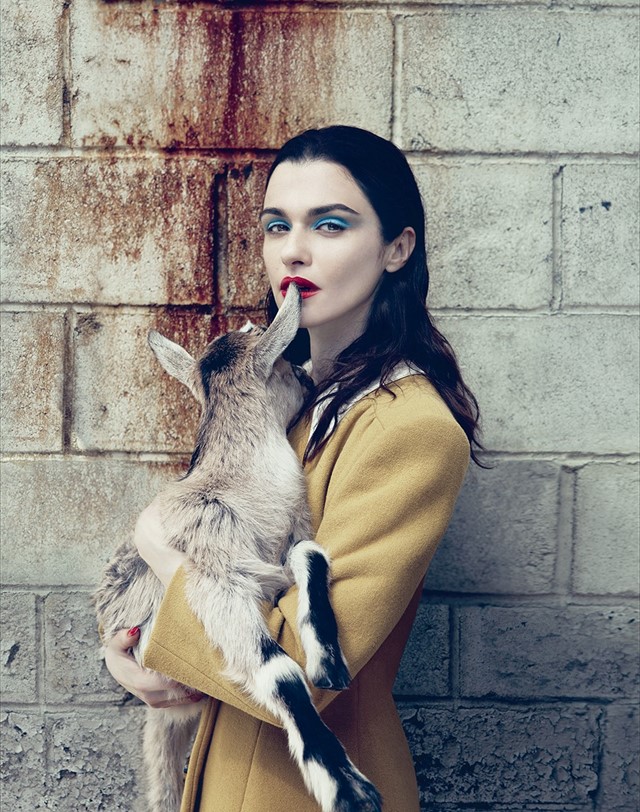 Rachel Weisz and a goat in AnOther Magazine A/W11