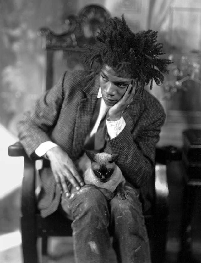 Jean-Michel Basquiat and cat, 1982