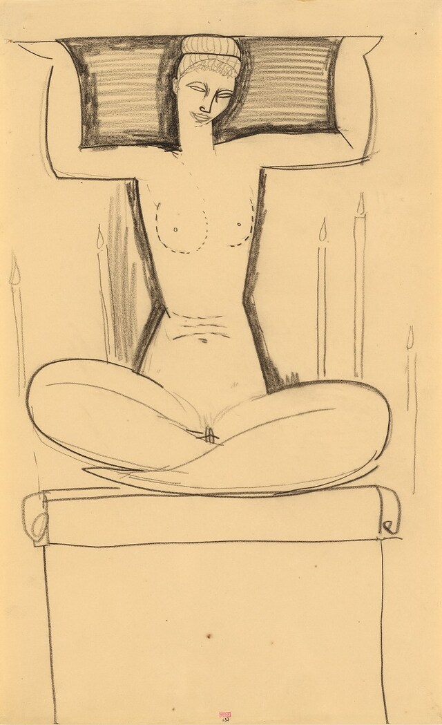 Modigliani, Caryatid Seated on Plinth with Lighted Candles