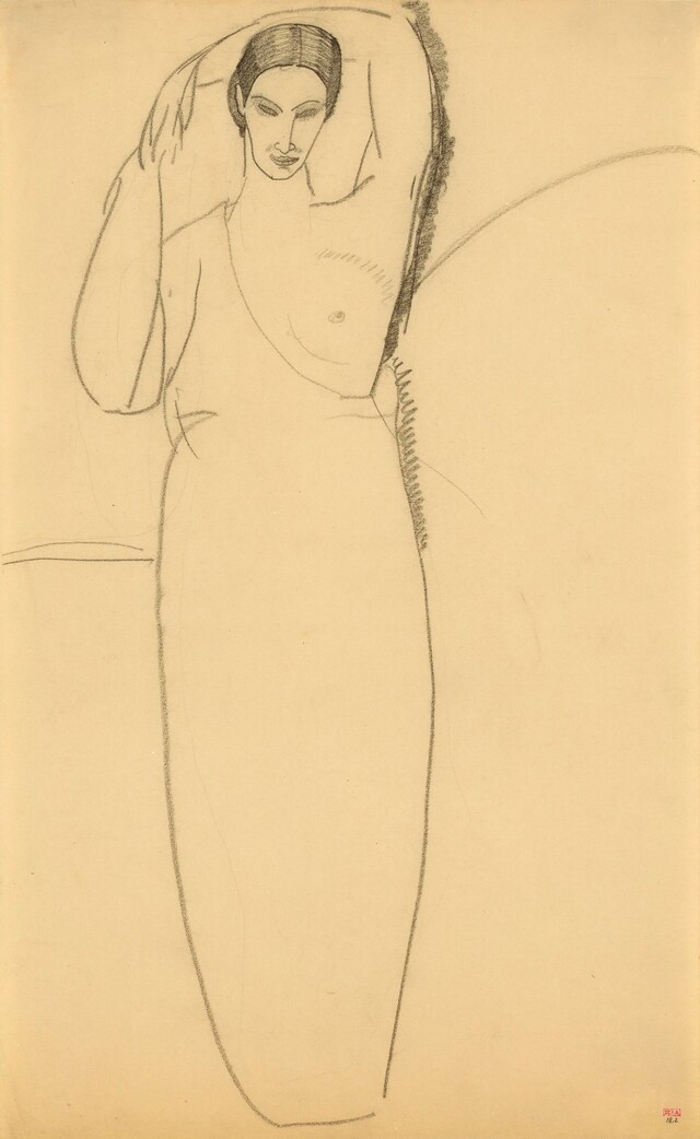 Modigliani, Standing Woman, Left Breast Bared, c.1911