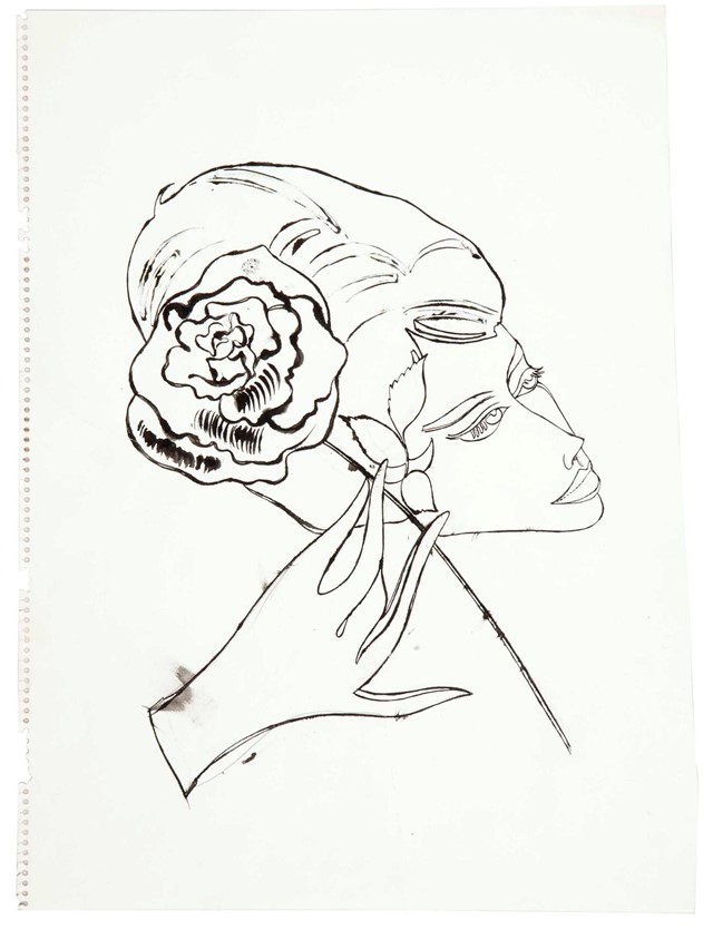 Andy Warhol Female Head, Hand and Flower, 1958