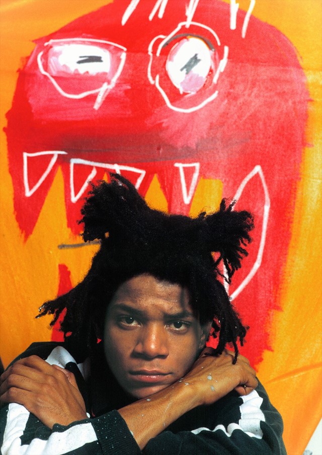 Jean-Michel Basquiat in his studio in Soho, 1985