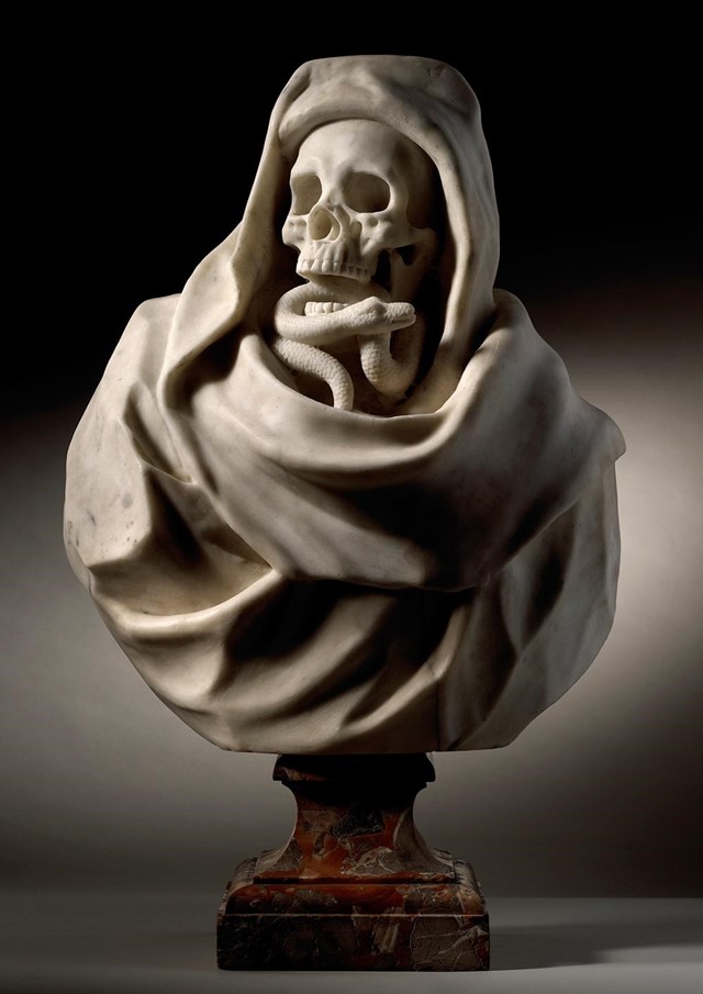 Tomasso---Memento-Mori-white-marble-bust,-Italian,