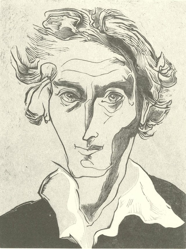 Gertrude-Hermes,-Self-Portrait,-1949,-wood-engravi