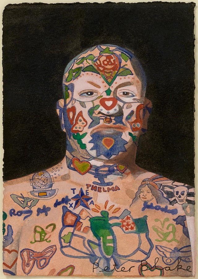 Peter-Blake,-Tattooed-Man-5,-2015,-watercolour,-15