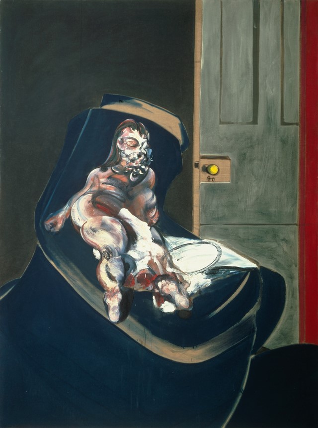 Portrait of Henrietta Moraes on a Blue Couch, 1965