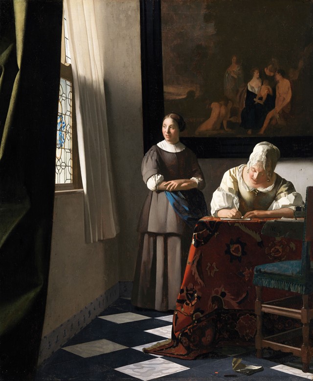 Johannes-Vermeer-(1632-to-1675),-Woman-Writing-a-L