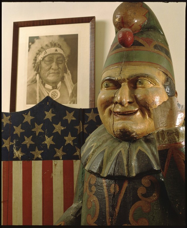 Wooden-'Punch'-with-Native-American-at-Foot-of-Sta