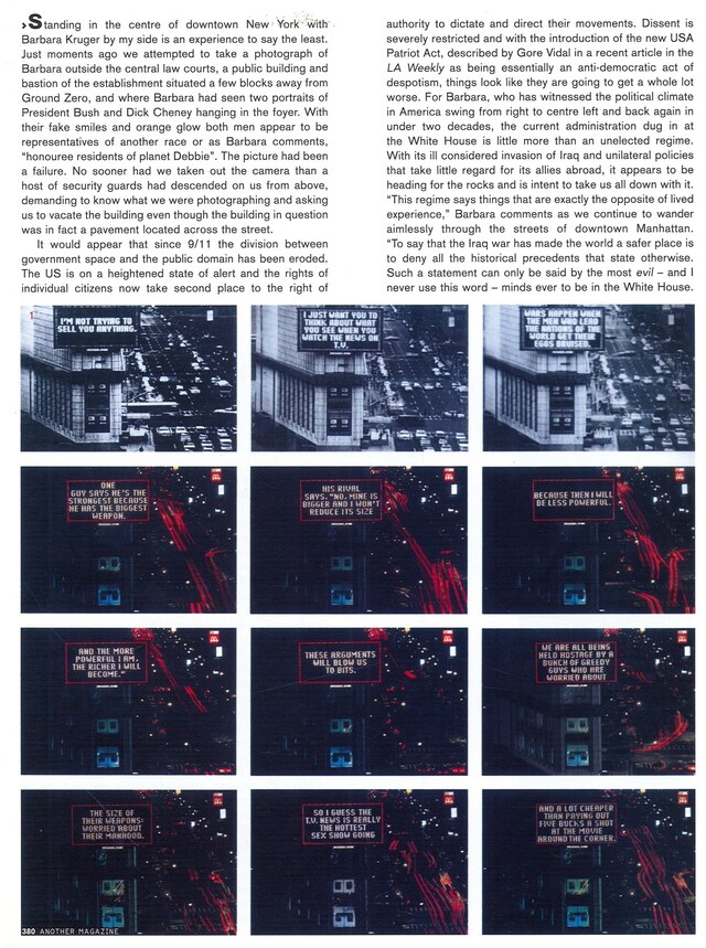 Barbara Kruger for AnOther Magazine Spring/Summer 2004