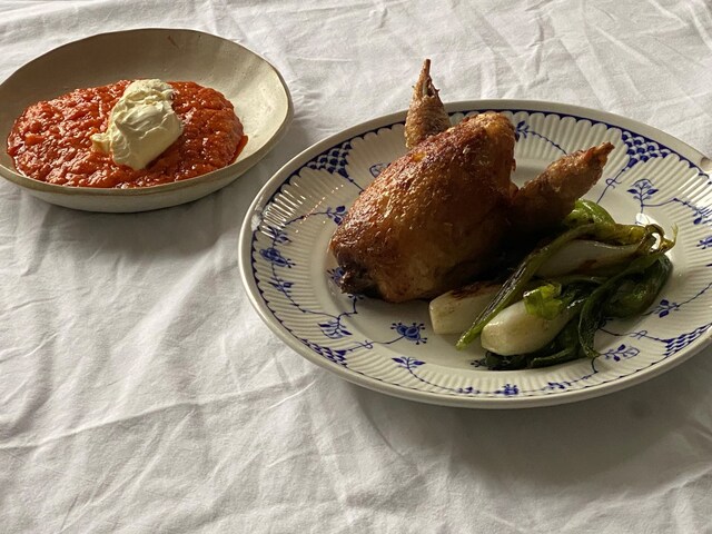 Cooking with Max Rocha: Quail, Grilled Leeks and Romesco | AnOther