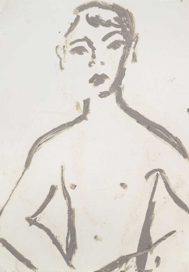 Bluebird , 2019 Oil bar on paper 42 &#215; 29.6 cm &#169; Fa