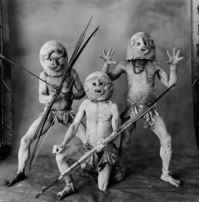 Three Asaro Mud Men, New Guinea, 1970, gelatin silver print