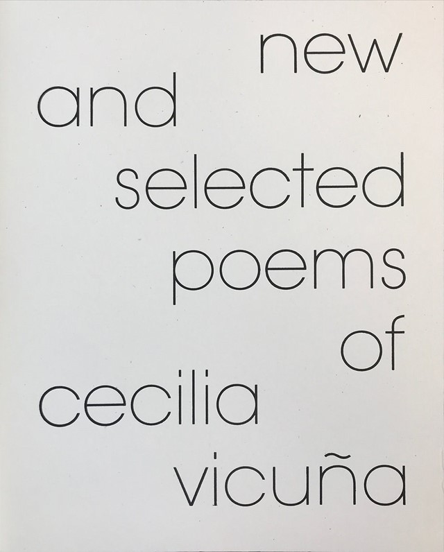 New and Selected Poems of Cecilia Vicuna Cover
