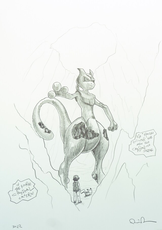 Study for Field Animation_ Crystalized Mewtwo, Ash