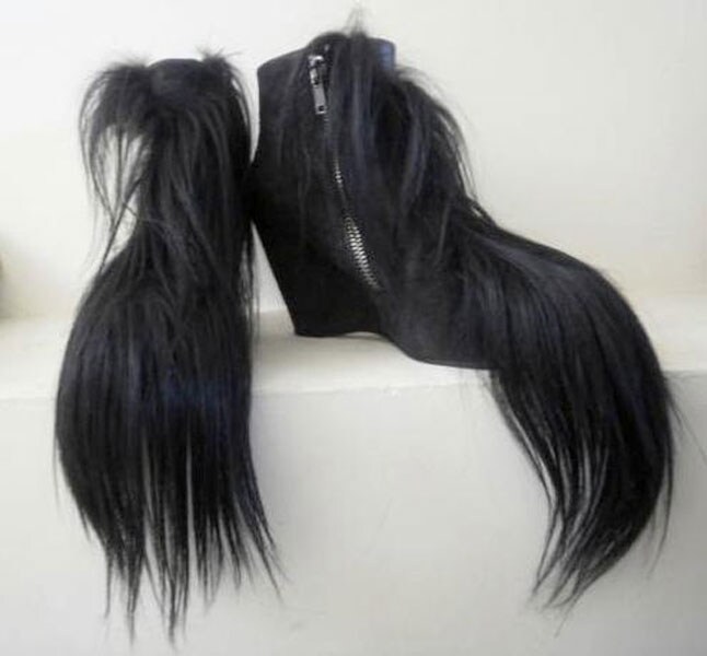 Fur wedges by Rick Owens