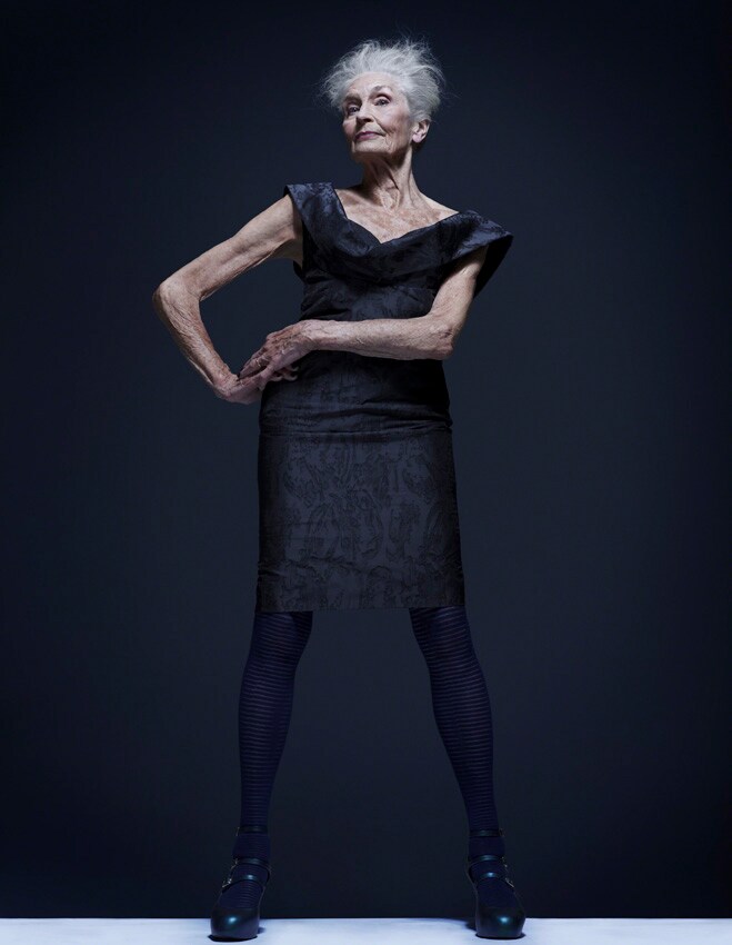 Daphne Selfe wears Vivienne Westwood, 2010
