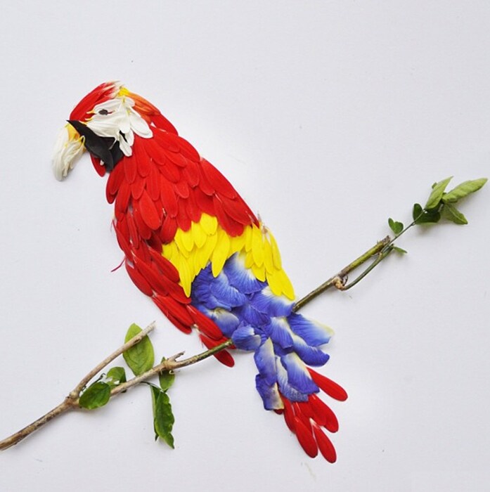 Parrot made from flowers