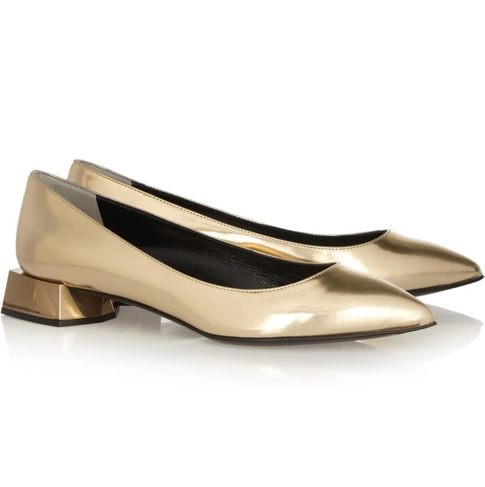 Fendi Metallic Leather Flats