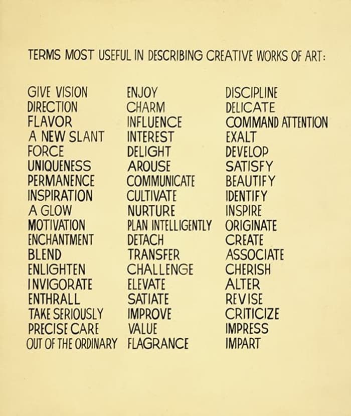 Terms Most Useful In Describing Creative Works Of Art, John 